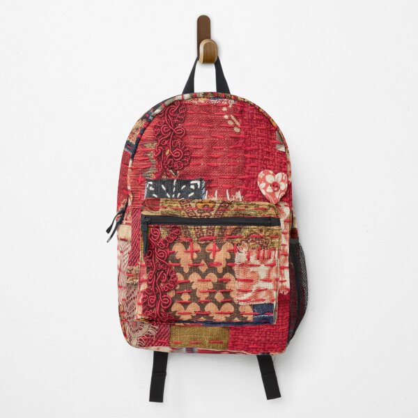 Red Boro-inspired panel with sashiko stitching Backpack