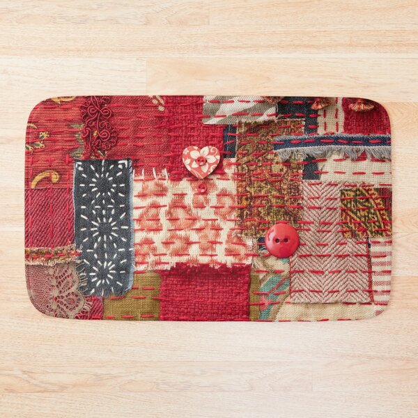 Item preview, Red Boro-inspired panel with sashiko stitching designed and sold by MakeArtLife.
