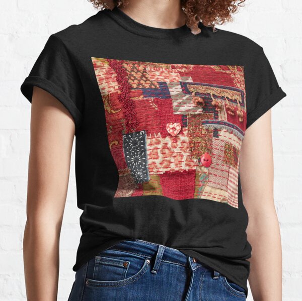 Red Boro-inspired panel with sashiko stitching Classic T-Shirt