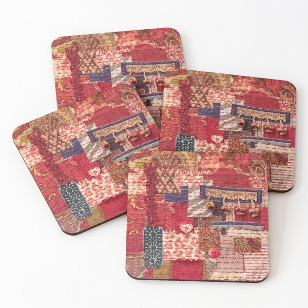 Item preview, Red Boro-inspired panel with sashiko stitching designed and sold by MakeArtLife.