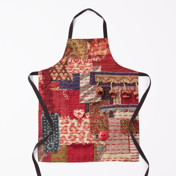 Item preview, Red Boro-inspired panel with sashiko stitching designed and sold by MakeArtLife.