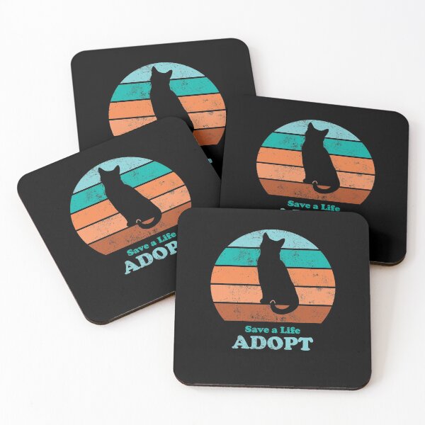 Item preview, Adopt a Cat Retro Sunset Teal/Orange designed and sold by MSwiftDesigns.