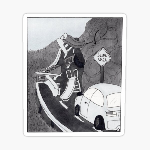 Road Hazard Comic Sticker
