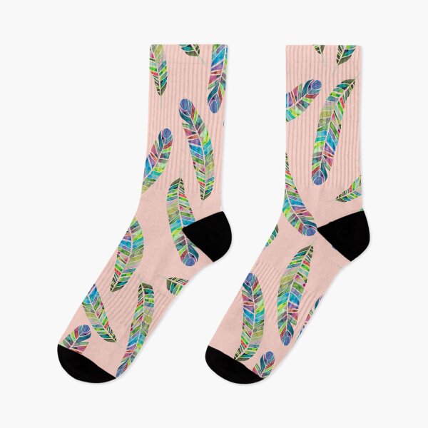 Item preview, Watercolor Feather Blue Green Pink designed and sold by Old Urban Farmhouse Design Studio.