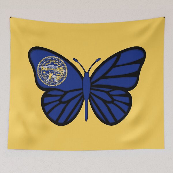 Item preview, State of Nebraska Flag Butterfly 2 designed and sold by Gsallicat.