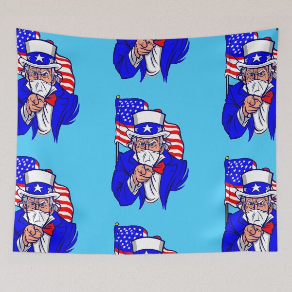 Item preview, patriotic Uncle Sam face mask usa designed and sold by Gossip Rag.