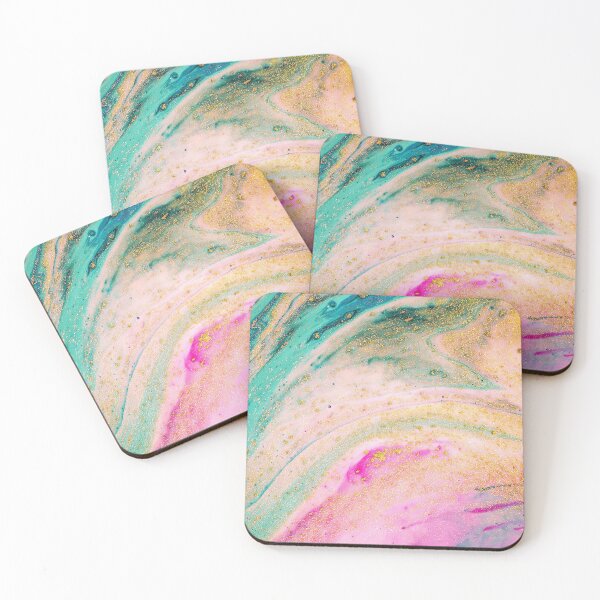 Item preview, Marbled Art Pattern in Beautiful Teal Gold Pink Colors  designed and sold by ArtBIU.
