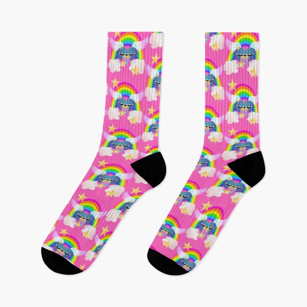 Item preview, Groovy Winged Lips, Rainbow and Stars - BLUE designed and sold by RawSunArt.