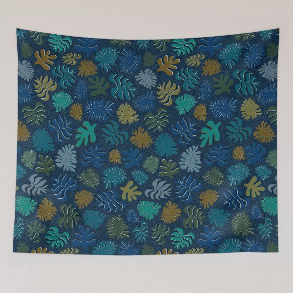 Item preview, Moody Hawaii, Quilted: Deep blues, wavy quilted water lines designed and sold by cleolovescolor.