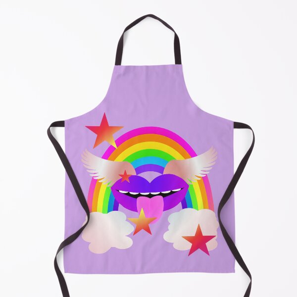 Item preview, Groovy Winged Lips, Rainbow and Stars - PURPLE designed and sold by RawSunArt.