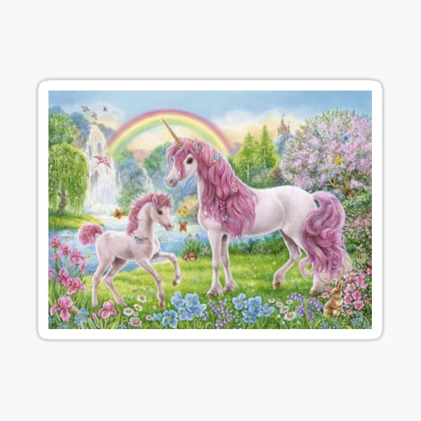 Artikel-Vorschau von Einhornfamilie im magischen Regenbogenwald., designt und verkauft von slashrose4ever.