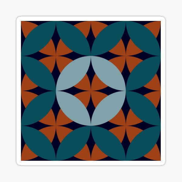 Double Orange Peel Quilt Squares in Blues and Copper Sticker