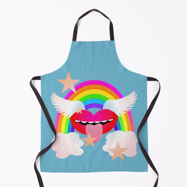 Item preview, Groovy Winged Lips, Rainbow and Stars - RED designed and sold by RawSunArt.