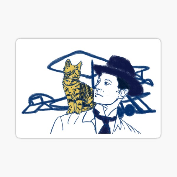 Pilot and Cat Sticker