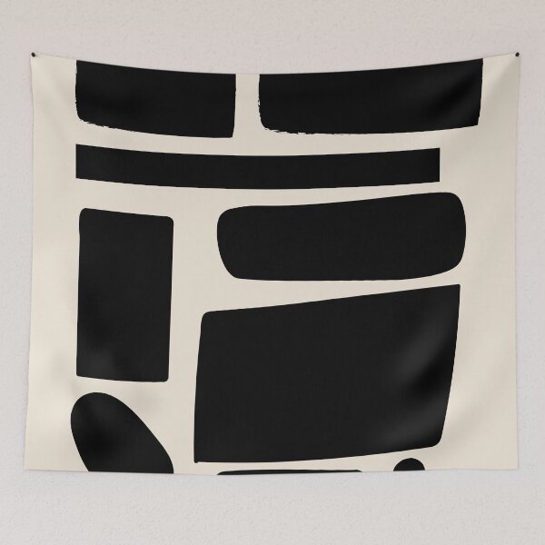 Item preview, Black minimalist primitive tribal geometric balance abstract modern Nordic Boho Minimalistic line art Mid Century solid soft gradient brush strokes Ink cave design pattern II designed and sold by AbstractTrace.