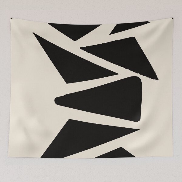 Item preview, Black minimalist primitive tribal geometric balance abstract modern Nordic Boho Minimalistic triangles Mid Century solid soft gradient brush strokes Ink cave design pattern V designed and sold by AbstractTrace.