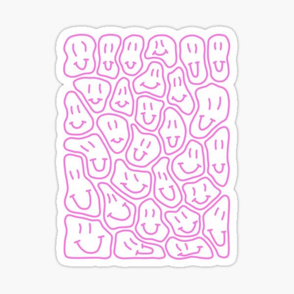 Pink Smiley Faces Sticker For Sale By Avejane Redbubble