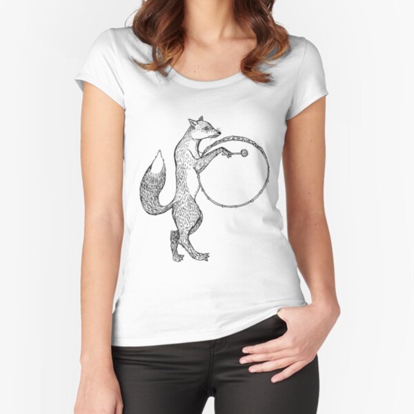 Drum playing fox Fitted Scoop T-Shirt