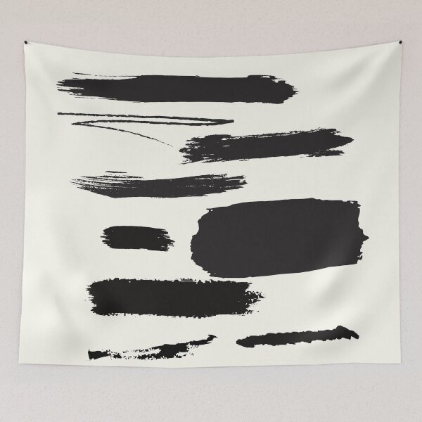 Item preview, Black Brush strokes minimalist primitive tribal geometric balance abstract modern Nordic Boho Minimalistic line art Mid Century solid soft gradient Ink cave design pattern VIII designed and sold by AbstractTrace.