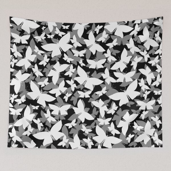 Item preview, Veil of Butterflies, White on Black designed and sold by StephOBrien.
