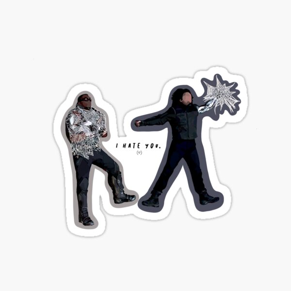 Vista previa del artículo con la obra «Te odio. Sam y Bucky», diseñado y vendido por Tyler Treat.
