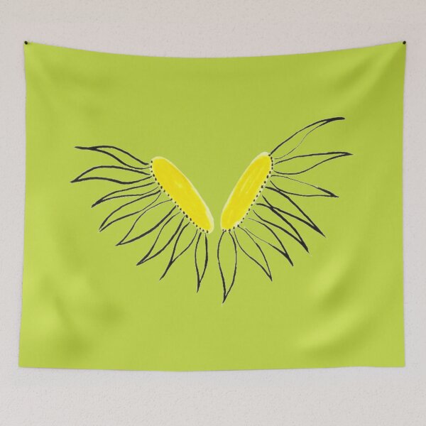 Item preview, Daisy Yellow Coneflower Heads Green Chartreuse Petals Background Hand Drawn designed and sold by H3designs.