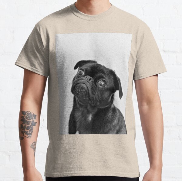 Black pug cute print Classic T-Shirt