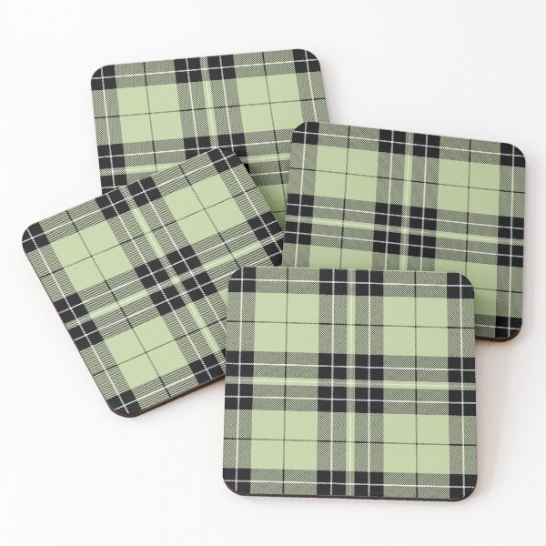Item preview, Plaid Tartan Sea Glass Green Black White Twill Fabric  designed and sold by LoreliDesigns.