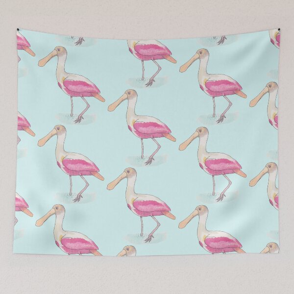 Item preview, Roseate Spoonbill bird species watercolor art designed and sold by TheWaterBirds.