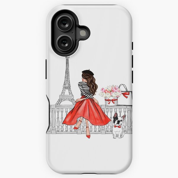 Item preview, Brunette girl in Paris red dress designed and sold by Lalanacliparts.