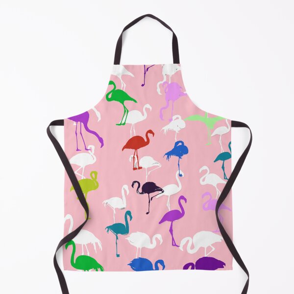 Item preview, Colorful rainbow and white flamingos pattern seamless on pink #ffc0cb designed and sold by Artsy Boulevard.