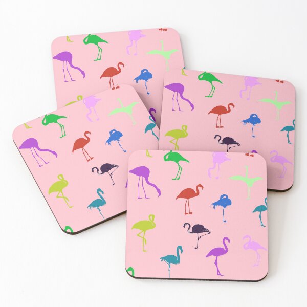 Item preview, Colorful rainbow flamingo pattern seamless on pink #ffc0cb designed and sold by Artsy Boulevard.
