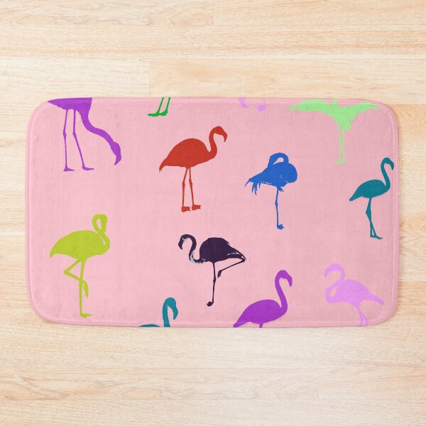 Item preview, Colorful rainbow flamingo pattern seamless on pink #ffc0cb designed and sold by Artsy Boulevard.