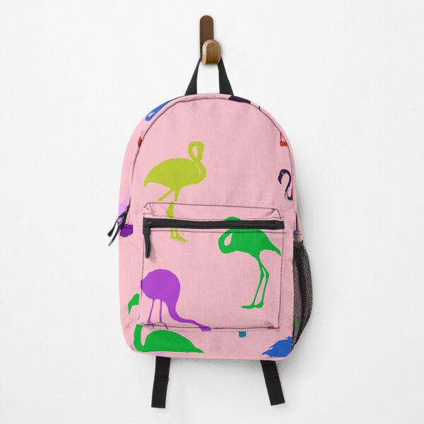 Item preview, Colorful rainbow flamingo pattern seamless on pink #ffc0cb designed and sold by Artsy Boulevard.