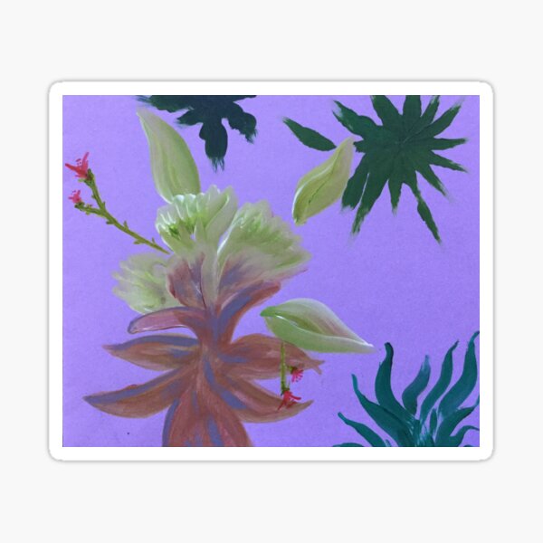 Pegatina «Bromelia Flores tropicales Pintura al óleo pintada a mano Pintura  enmarcada Lámina artística» de UncleStuScience | Redbubble