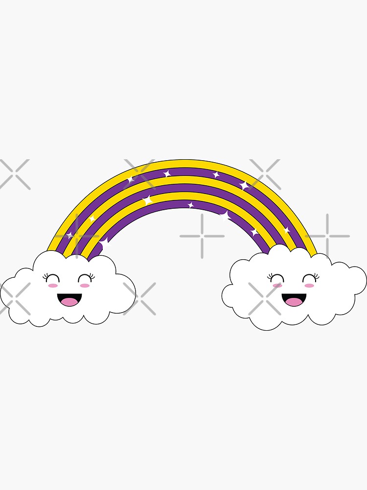 Kawaii Rainbow And Clouds Intersex Pride Flag Sticker For Sale By