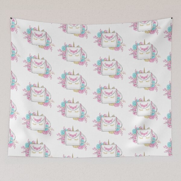 Item preview, Unicorn fashion bag and flowers illustration designed and sold by Lalanacliparts.