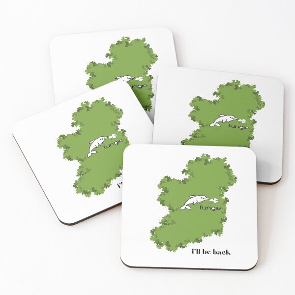 Item preview, FUNGIE MAP OF IRELAND WHITE SHAMROCK I'LL BE BACK  designed and sold by Flirt-Teez.