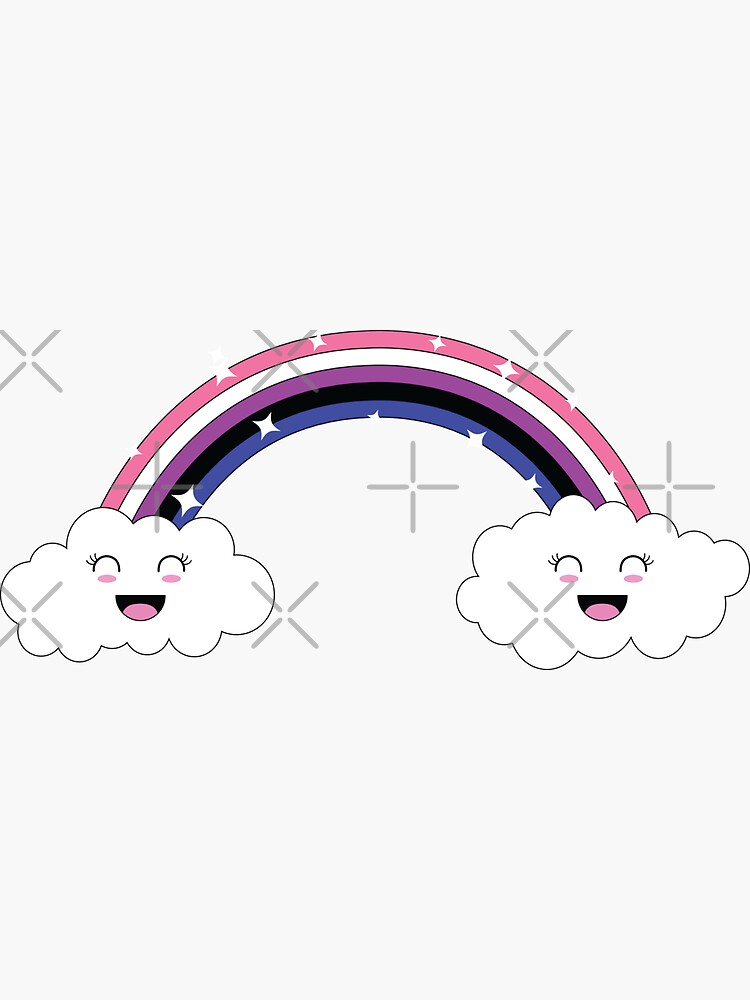 Kawaii Rainbow And Clouds Genderfluid Pride Flag Sticker For Sale By