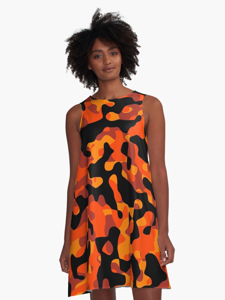 Orange shop camouflage dress