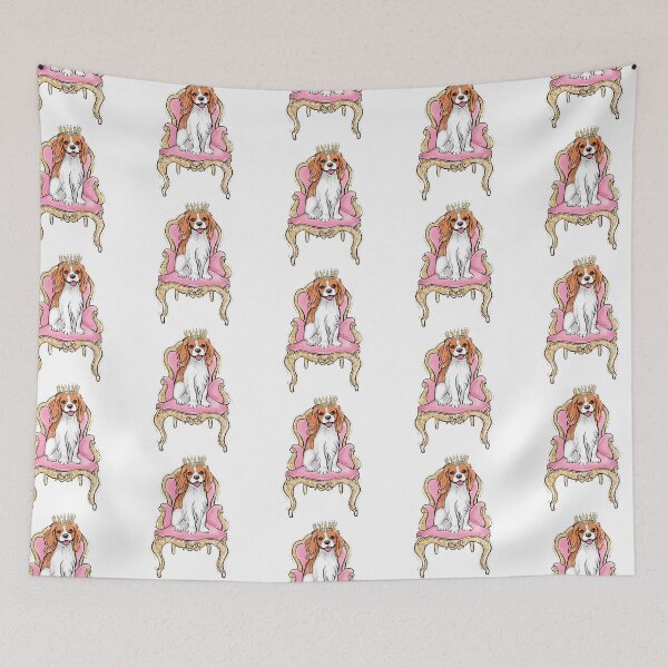 Item preview, Cavalier King Spaniel fashion on armchair illustration  designed and sold by Lalanacliparts.