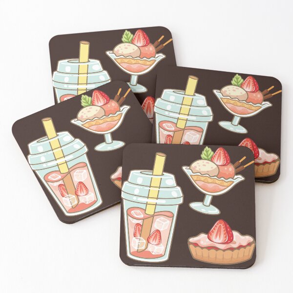 Item preview, Assorted Strawberry Pink Desserts - Strawberry Soda, Parfait and Tart designed and sold by Alicia Chee.