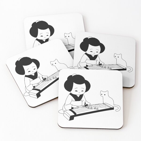 Item preview, Japanese girl playing Koto designed and sold by line-on-line.