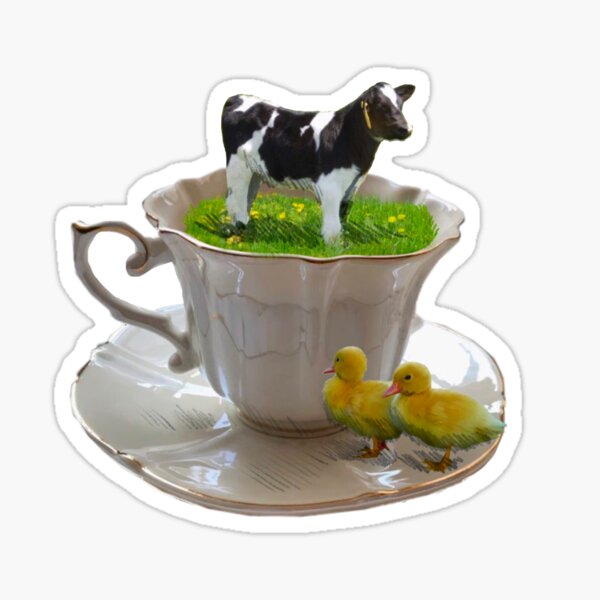 "teacup cow collage" Sticker for Sale by lillyd Redbubble