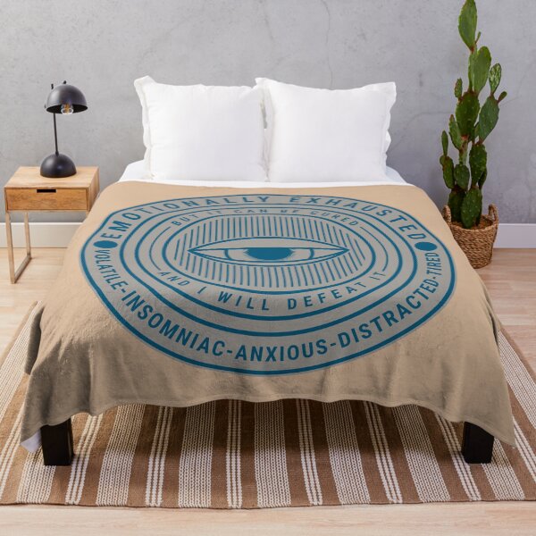 Item preview, Emotionally Exhausted: Volatile, Insomniac, Anxious, Distracted, Tired - Mental Health Awareness (blue design) designed and sold by DrawingBoard.