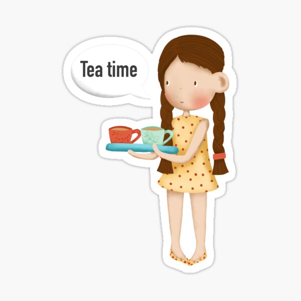 Tea time girl Sticker