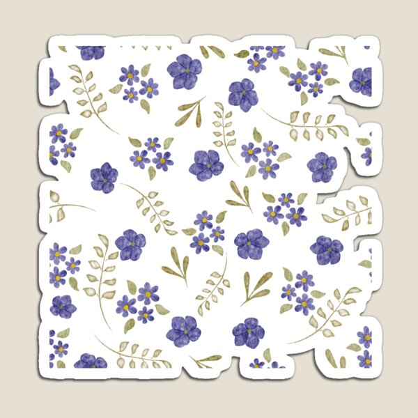 Item preview, Blue water colour flower repeat pattern designed and sold by SJAPhoto.
