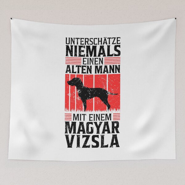 Item preview, Old man with Magyar Vizsla pointing dog saying designed and sold by madgrfx.