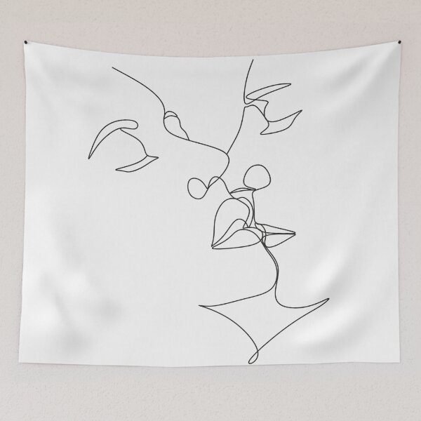Item preview, One Line Art Couple, Line Art Men and woman.Couple print. Kiss print.Love poster. 2 faces. We are one line. Scandinavian print.Trendy print, Styled, Modern art, Wall art, Print, Minimalistic, Modern  designed and sold by Nina Velychko.