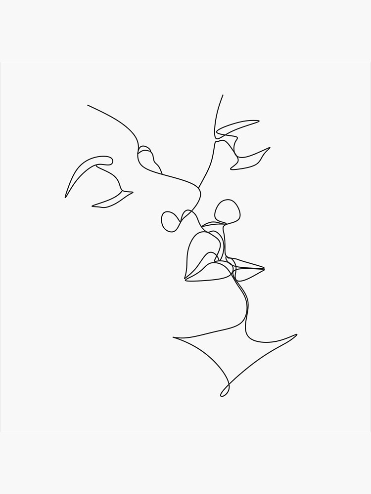 Pegatina One Line Art Couple Line Art Hombres Y Mujer Impresión De Pareja Impresión De Beso 8423